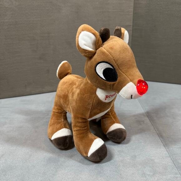 Rudloph Red Nosed Reindeer Plush Stuffed Animal Musical Light Up Nose Christmas - Picture 1 of 10